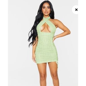 BRAND NEW Green bodycon sexy cross front dress